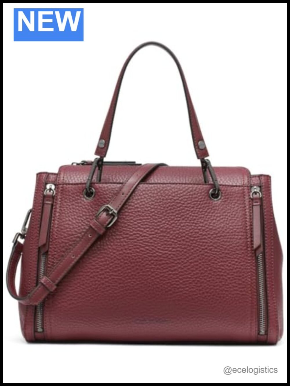 Vegan Leather Satchel Handbag with Crossbody Strap